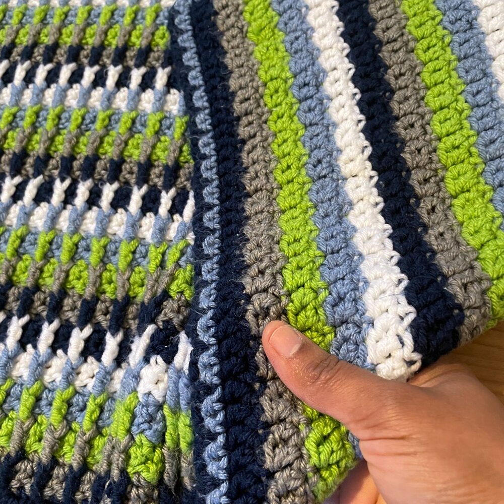 Handmade Crocheted Blanket Throw. Baby Boy or Toddler Snuggle Shower Blanket!